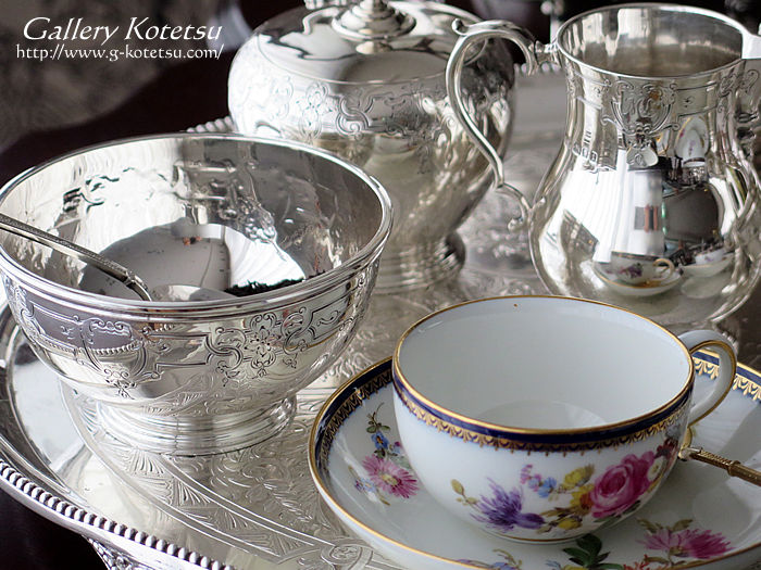 アンティークシルバーティーセット antique silver tea kettle teaset