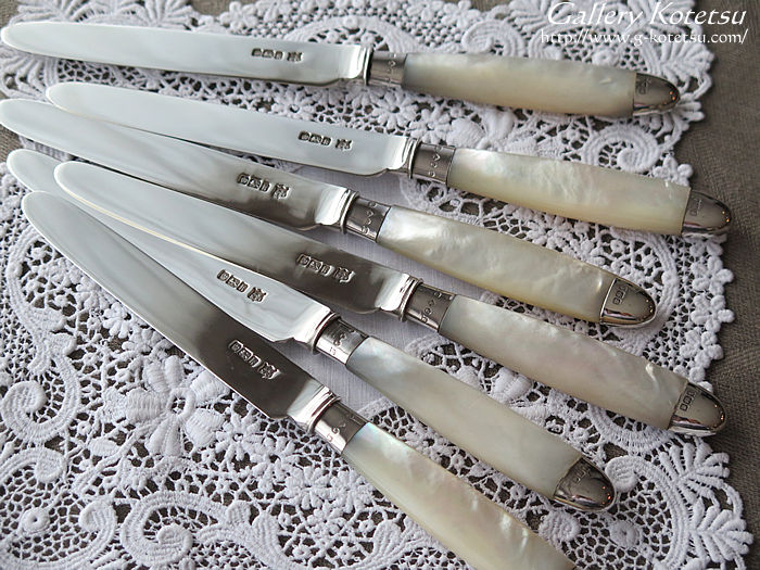 }U[Iup[Jg[Zbg antique silver mother of pearl dessert cutlery