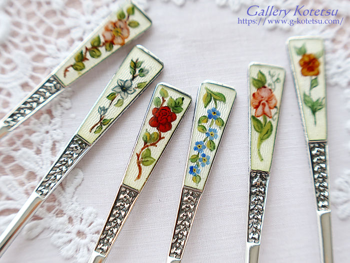 antique silver enamel spoon