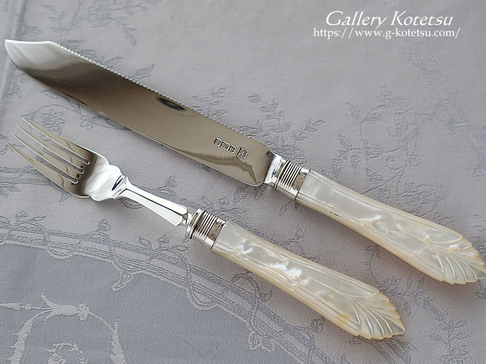 antique silver cakeknife&fork