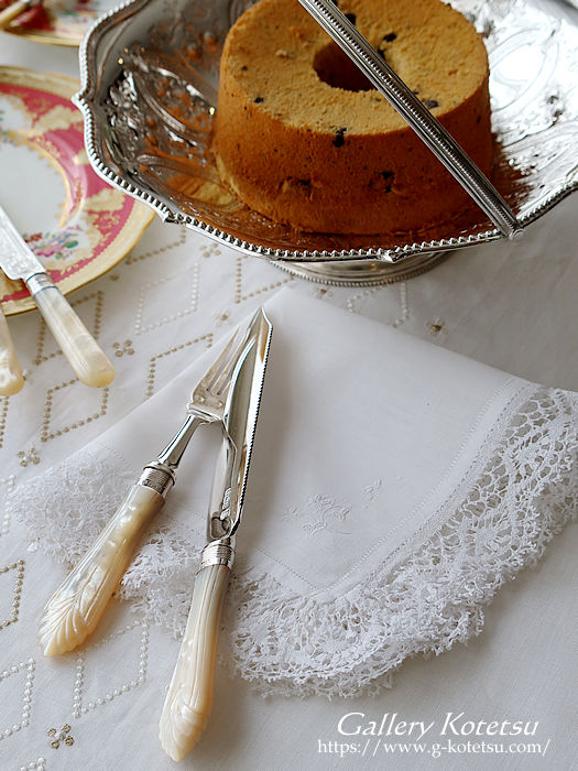 antique silver cakeknife&fork