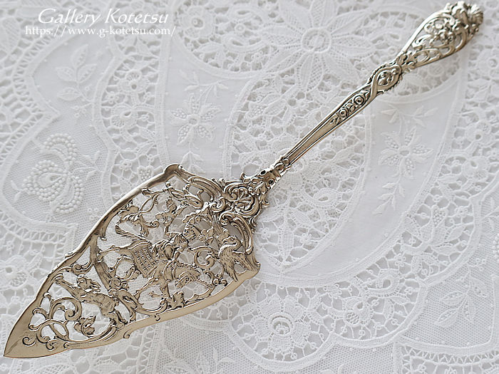 antique silver cake server