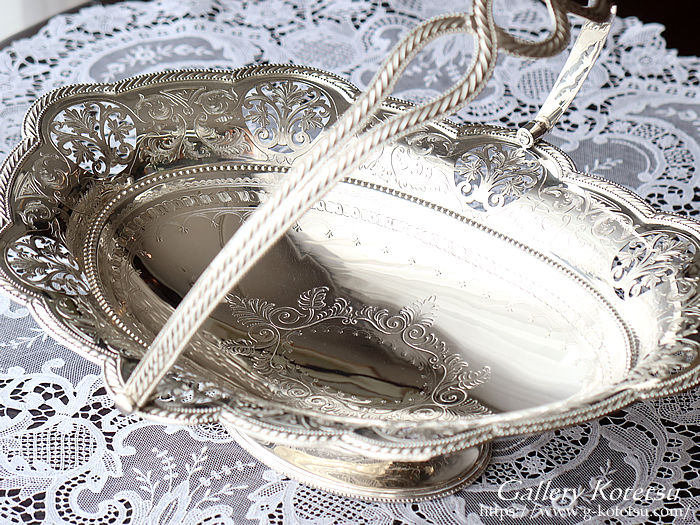 antique silver cake basket AeB[NVo[@oXPbg