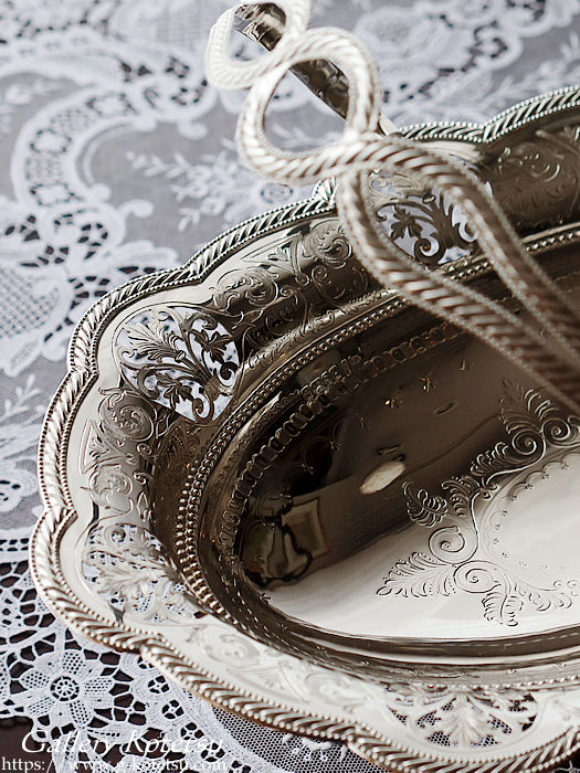 antique silver cake basket AeB[NVo[@oXPbg