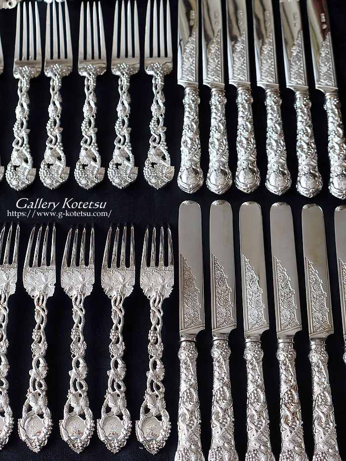 antique silver vine dessert cutlery AeB[NVo[