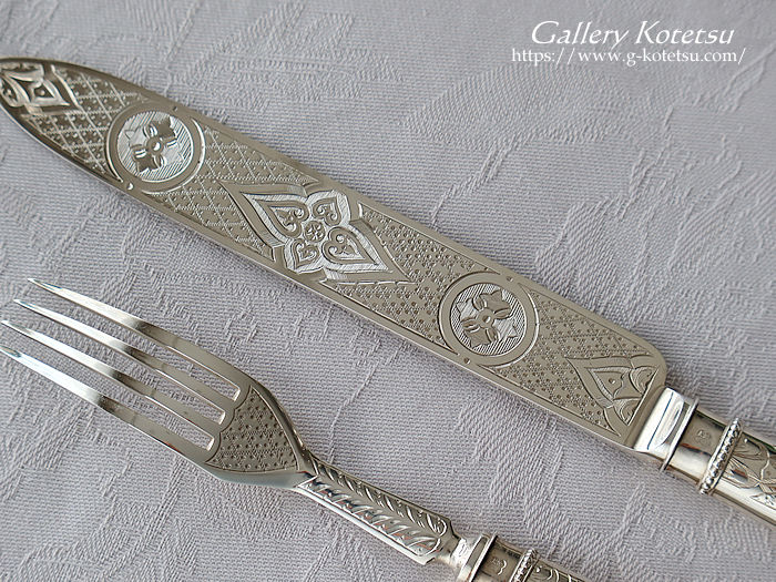 antique siver cake knife&fork AeB[NVo[