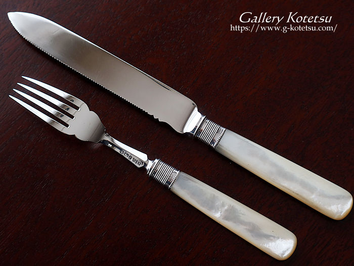 antique siver cake knife&fork AeB[NVo[