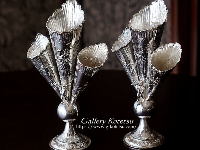 antique silver flower vase アンティークシルバー