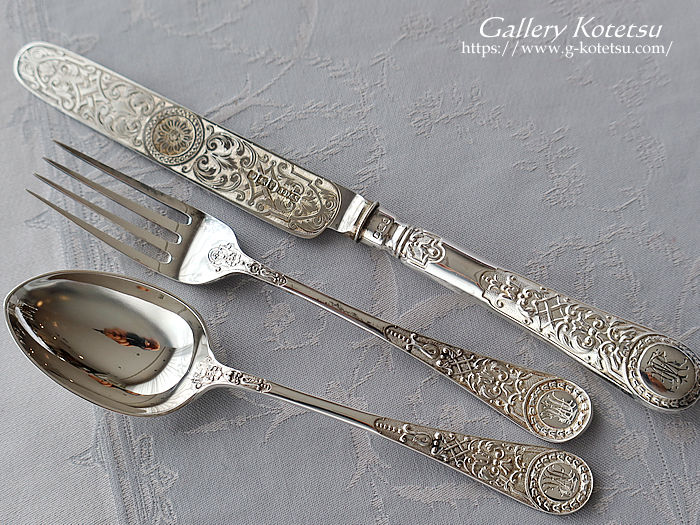 antique silver dessert cutlery