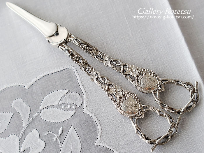 p sterling siver AeB[NVo[@O[vVU[Y antique silver grape scissers