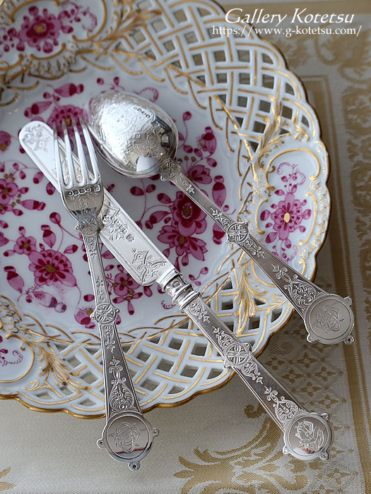 antique silver dessert cutlery