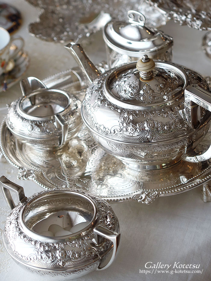p sterling siver AeB[NVo[@eB[Zbg antique silver tea set