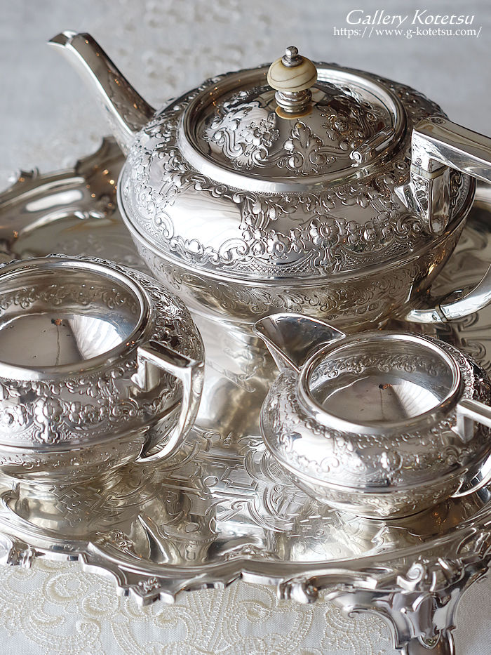 p sterling siver AeB[NVo[@eB[Zbg antique silver tea set