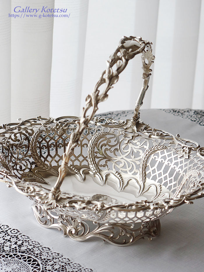 p sterling siver antique silver basket AeB[NVo[@oXPbg