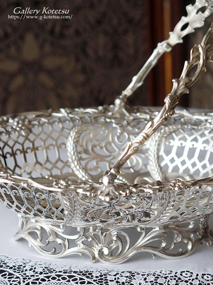 p sterling siver antique silver basket AeB[NVo[@oXPbg