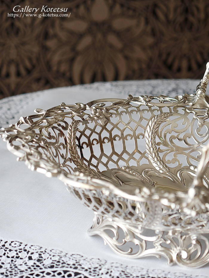 p sterling siver antique silver basket AeB[NVo[@oXPbg