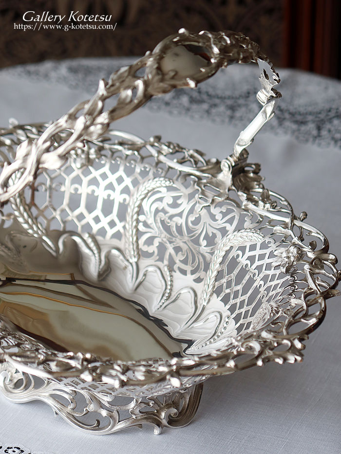 p sterling siver antique silver basket AeB[NVo[@oXPbg