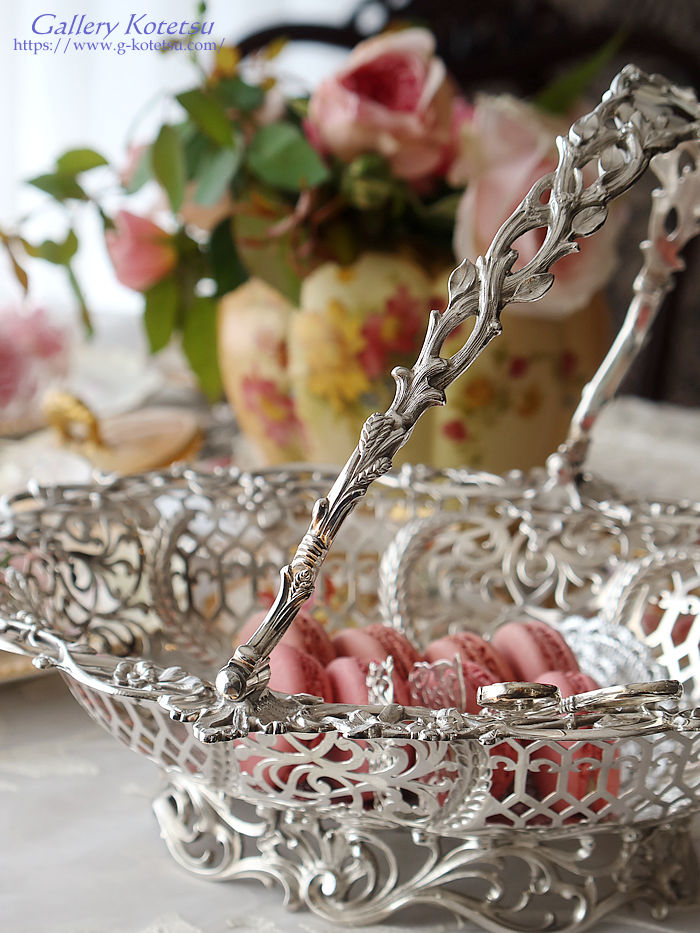 p sterling siver antique silver basket AeB[NVo[@oXPbg