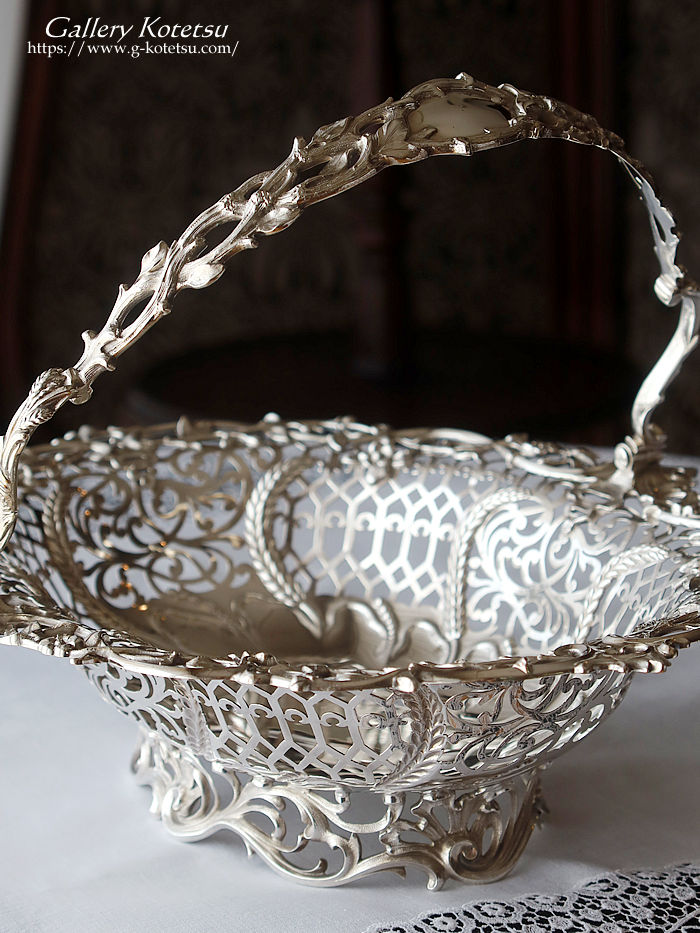 p sterling siver antique silver basket AeB[NVo[@oXPbg