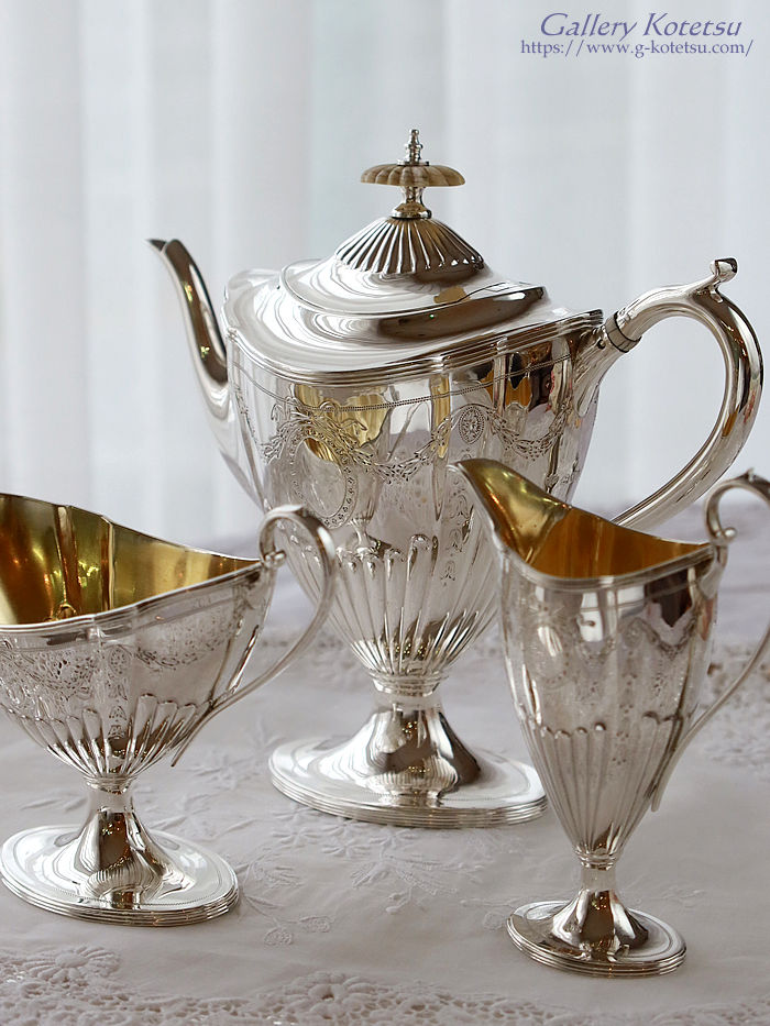 p sterling siver AeB[NVo[@eB[Zbg antique silver tea set