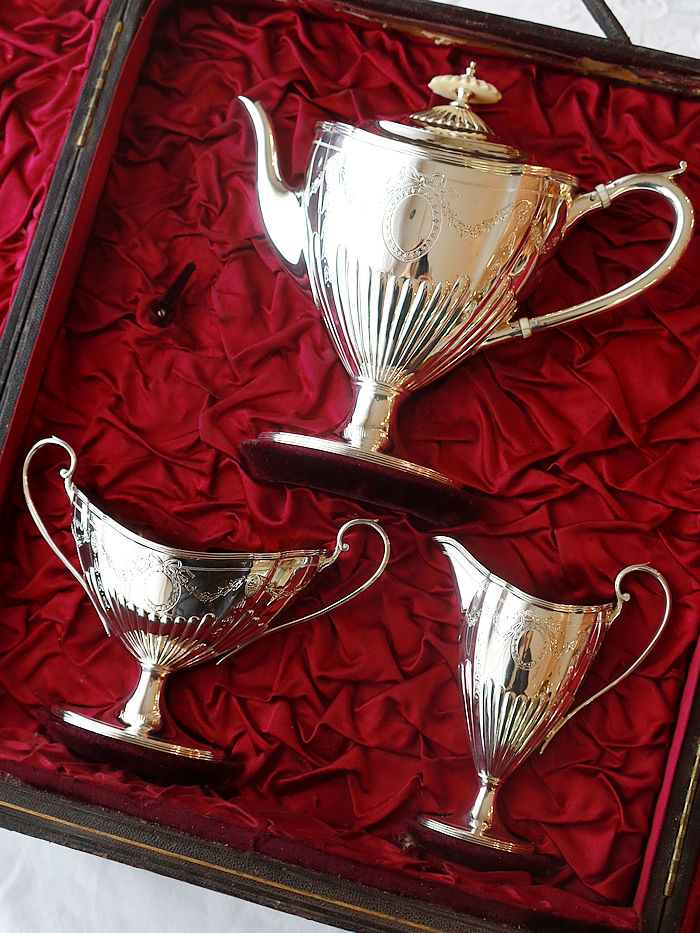 p sterling siver AeB[NVo[@eB[Zbg antique silver tea set