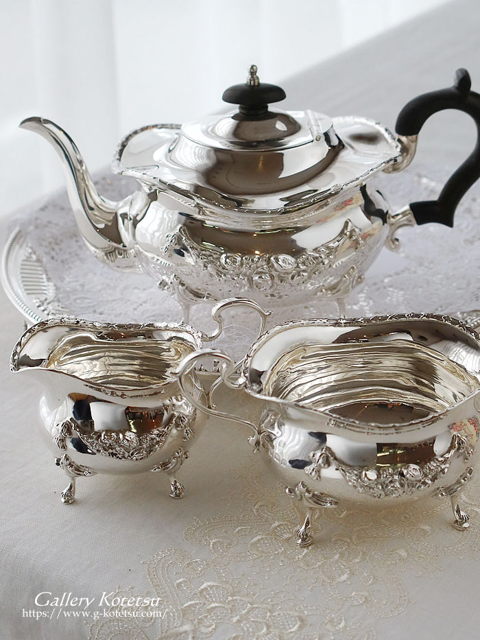 �p����� sterling siver �A���e�B�[�N�V���o�[�@�e�B�[�Z�b�g antique silver tea set