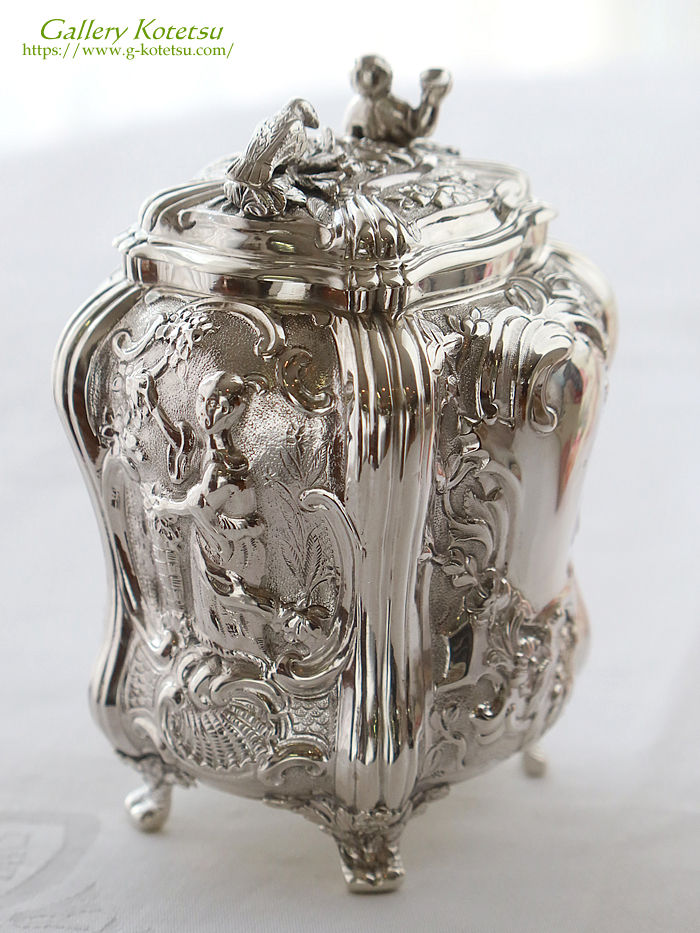�A���e�B�[�N�V���o�[�@�e�B�[�L���f�B antique silver tea caddy �p����� sterling siver 