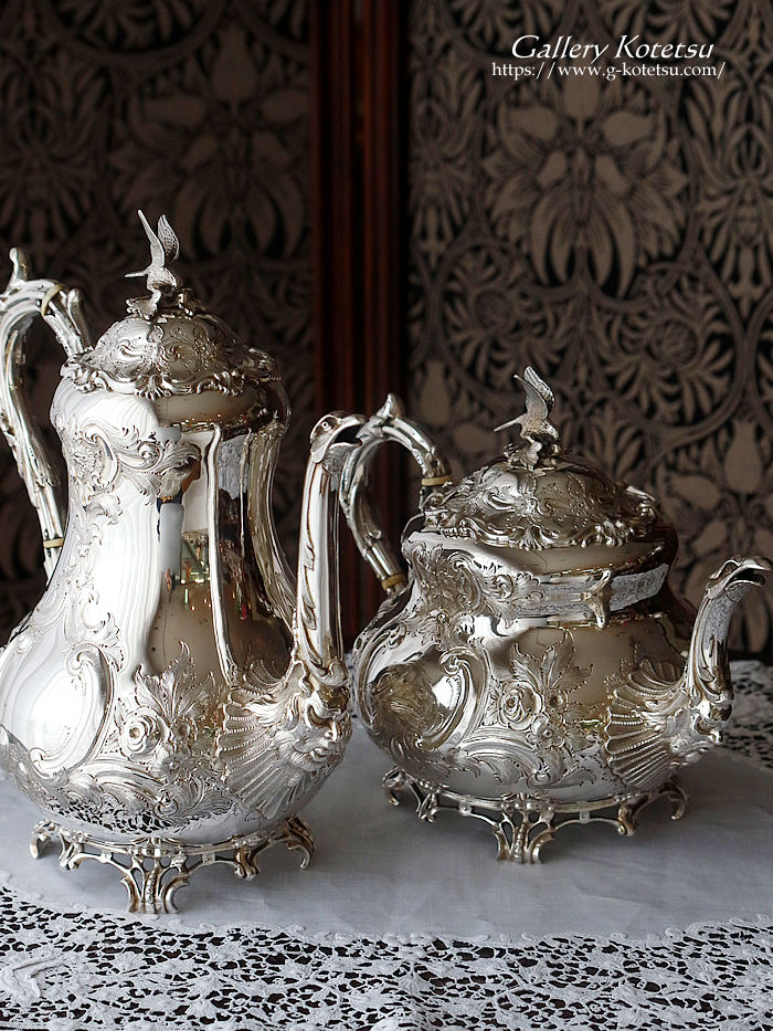 �p����� sterling siver �A���e�B�[�N�V���o�[�@�e�B�[�Z�b�g antique silver tea set louis tea kettle