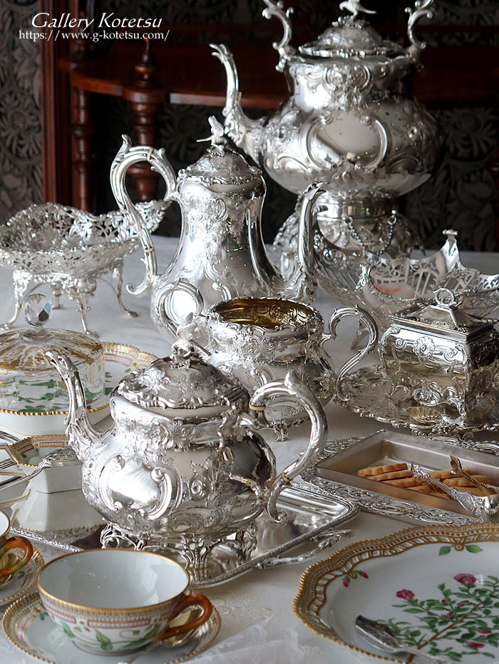 �p����� sterling siver �A���e�B�[�N�V���o�[�@�e�B�[�Z�b�g antique silver tea set louis tea kettle