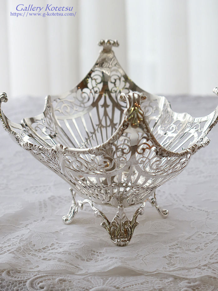 �A���e�B�[�N�V���o�[�@�o�X�P�b�g antique silver cake basket