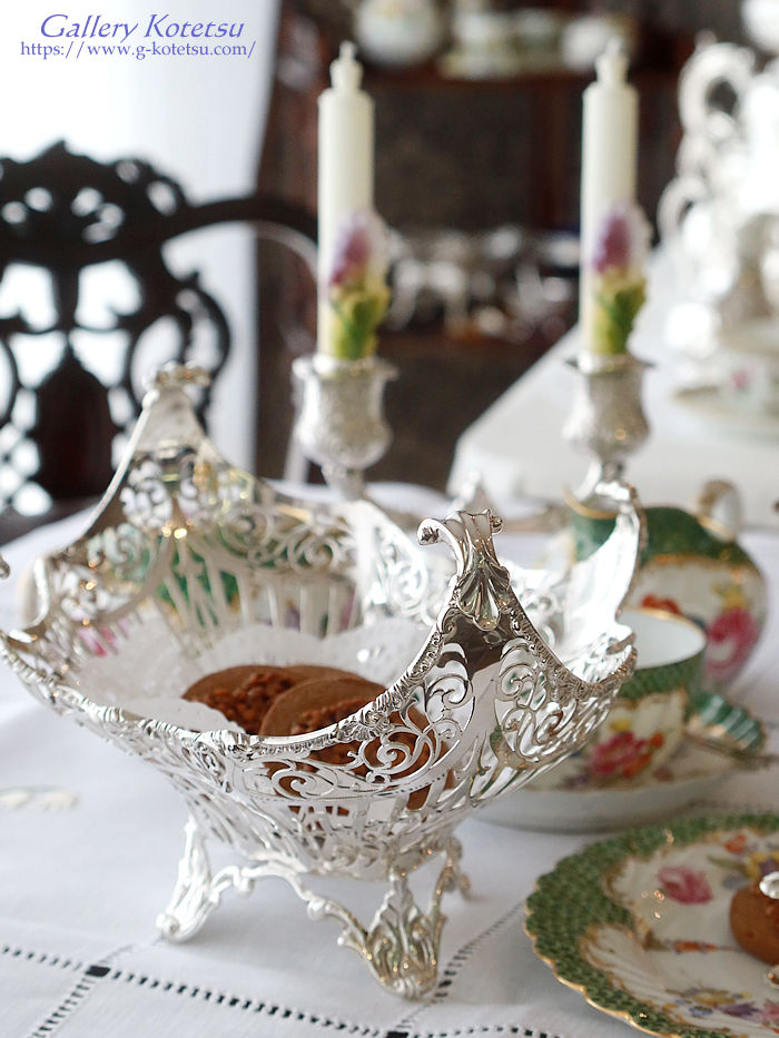 �A���e�B�[�N�V���o�[�@�o�X�P�b�g antique silver cake basket
