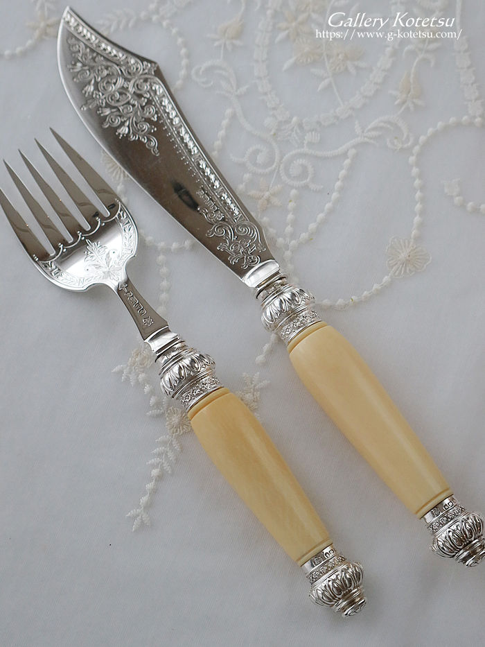 �A�C�{���[�i�C�t���t�H�[�N�@�A���e�B�[�N�V���o�[ ibory servingset antique silver 
