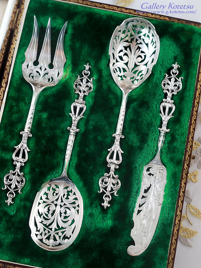 �A���e�B�[�N�V���o�[�@�X�B�[�g�~�[�g�T�[���B�X french silver antique serving set